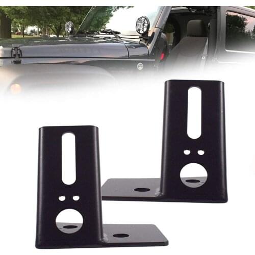 1Pair Offroad LED Driving Work Spotlight Bracket Windshield Hinge Corner Mounting Bracket Holder for Jeep Wrangler JK 2007-2018