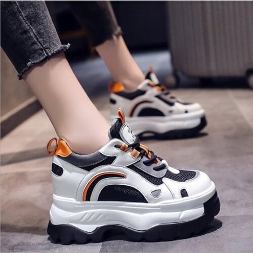 Women Platform Sneakers New 2021 Autumn Ladies Vulcanized Shoes Breathable Mesh Casual Shoes Chunky Sneaker Woman Wedge 10 cm
