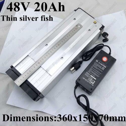 Brand cells 48v 20ah Lithium pack thin silver fish battery 1000w 48v 20ah electric scooter 1500w rear rack battery aluminum case