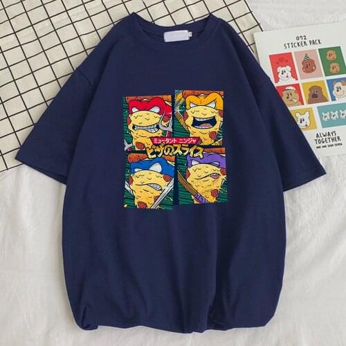 Mutant Ninja Pizza Slices Print Mens T-Shirts Retro Loose T Shirts Simplicity Vintage Tshirts Cool Vintage Men Tops