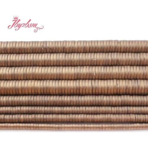 Natural Hematite Light Gold Forst Rondelle Button Stone Beads For Jewelry Making DIY Necklace Bracelet Loose 1x2/1x3/1x6mm 15"