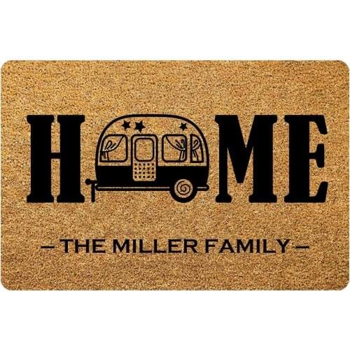 Personalized Your Family Name Door Mat Camping Trailer Sign Summer Travel Doormat Non Slip Indoor Outdoor Floor Mat Entrance Rug