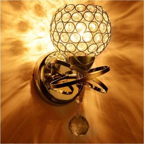 Simple creative bedroom bedside wall lamp crystal lamp E27 wall lamp crystal wall lamp gold / silver home lighting