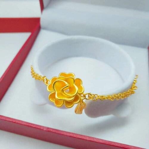 Drop Shipping 24k Gold GP Big Flower tree leaves Bracelet wedding Jewelry Gift.Fashion Gold Color Bracelets & Bangles For Women
