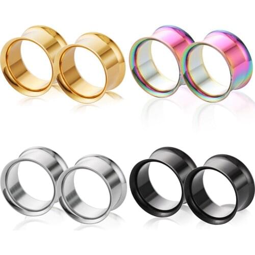 1 Pair 3-24mm Surgical Steel Ear Tunnel Plugs Double Flared Hollow Screw Ear Stretchers Expander Gauge Piercing Body Jewelry