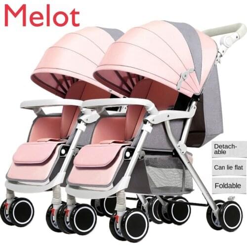 Detachable Twin Trolley, Sitting and Lying Lightweight Stroller for Children