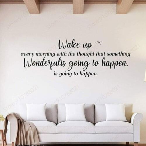 Modern Wall Sticker Quotes Wake Up Every Morning Decals Vinyl Home Decoration Accessories Room Bedroom Words Murals S335