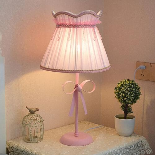 Modern Bow-knot Table Lamps for Living Room Bedroom European Pink Desk Lamp Bedside Stand Light Fixtures Study Wedding Home Deco