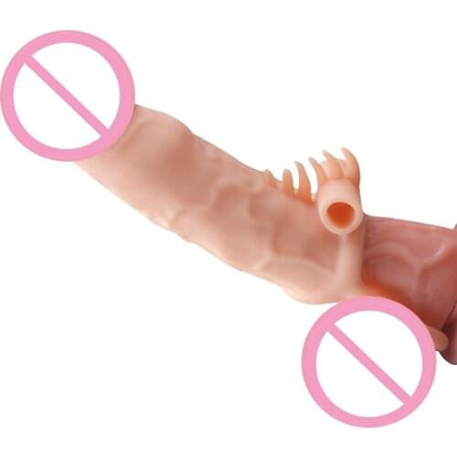 Triple clitoris rabbit vibrator Reusable Extend condom delay ring bold Cover Impotence ejaculation G spot dildo sleeve Sex toys