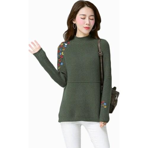 2017 NEW ARRIVAL WOMEN AUTUMN & WINTER KNITTING SWEATER ROUND COLLOR FLOWER DEAORATION GIRLS PULLOVERS SWEATERS ZL748