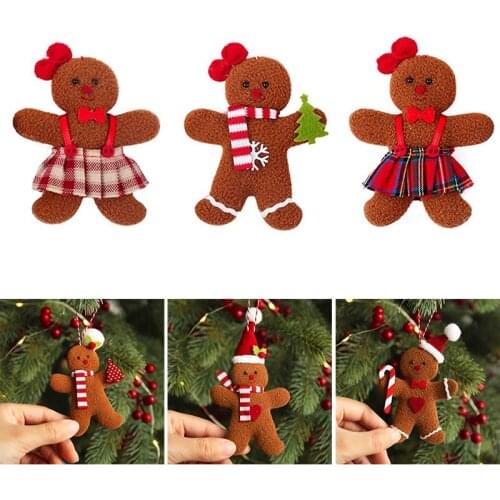 3Pcs Gingerbread Man Doll Small Hanging Pieces Christmas Tree Accessories Hanging Ornament Xmas Decoration M56