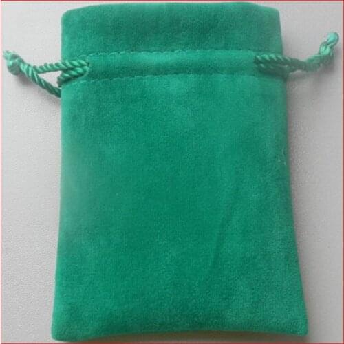 500pcs/lot) 7X9cm small green velvet drawstring gift bags for jewelry shopping