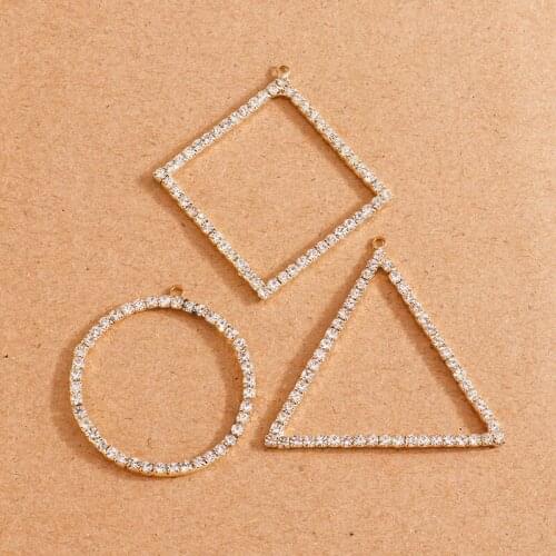 8pcs 3 Style Shine Crystal Geometry Charms Pendants for Necklaces Bracelets Earrings DIY Handmade Jewelry Making Findings Craft