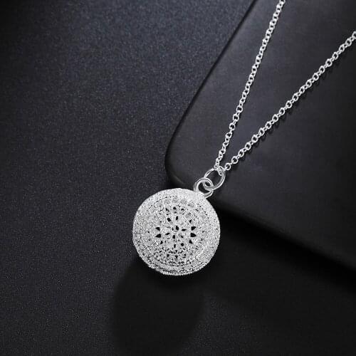 925 Sterling Silver Hollow ball Pendant Necklace For Women 18 inches Christmas gifts high quality wedding party luxury Jewelry