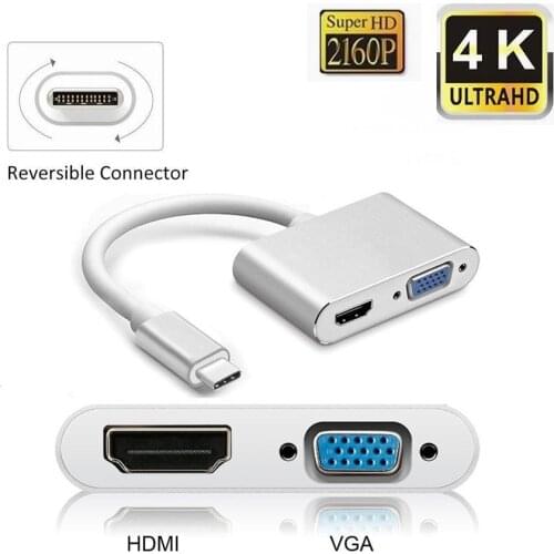 400set USB C 3.1 Type C Type-c to HDMI 4K VGA UHD Converter Adapter with 3.5mm Audio output For Macbook Google SAMSUNG S10 S9