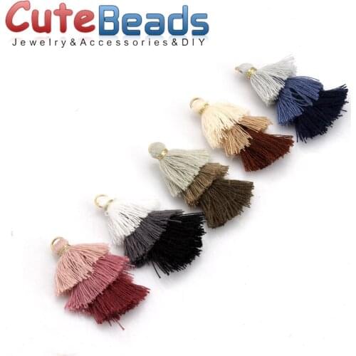 Free shipping 15pcs 4cm Cotton Tassels/Key Tassel Jewelry making DIY Earrings Materials Metal Ring Colorful Pendant