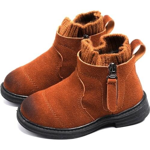 New Girls Martin Boots Double side zipper Girl Fashion Shoes Nubuck Leather Ankle Boots for girl Child size 22-37