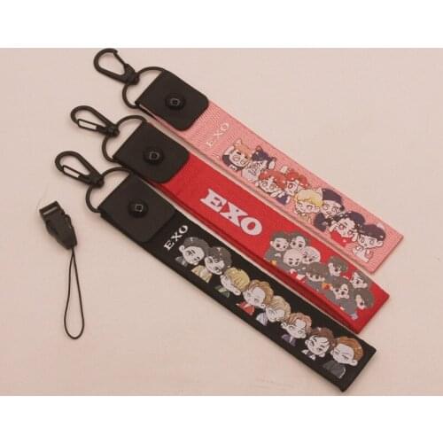 Keychain EXO Peripheral D.O.CHEN KAI Star Nylon Material Color Printing Name Strip Cute Creative Mobile Phone Rope Decoration