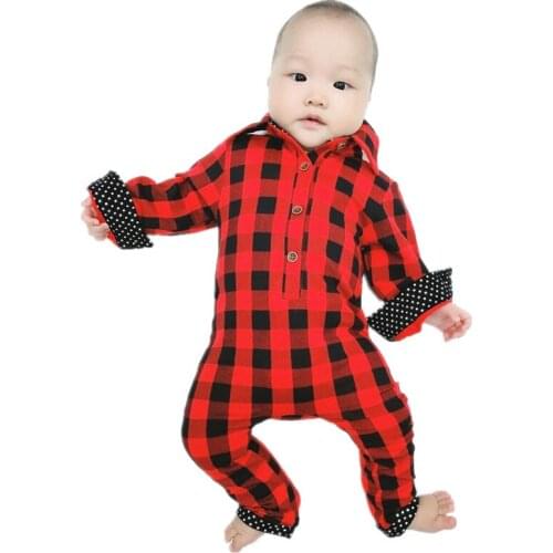 COSPOT Baby Boys Girls Spring Romper Newborn Cotton Red Plaid Jumpsuit Kids Outfits Baby Girl Clothes Boys Clothes 2021 New 30