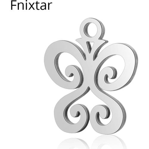 Fnixtar 11.7*13.8mm Stainless Steel Butterfly Mini Charm Metal Charms For Jewelry Making Birthdays Day Gift 20pcs/lot