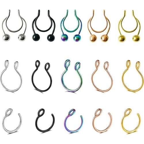Fanpeijy Fake Nose Rings Hoop 20g 8mm Ear Piercing Studs Stainless Steel for Men Women Tragus Cartilage Lip Body Jewelry 15pcs
