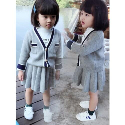 Toddler Girls Clothing Sets Fashion Korean Cardigan Jacket Skirt 2pcs Baby Kids Clothing 1 2 3 4 5 Years High Quality Girl Suits