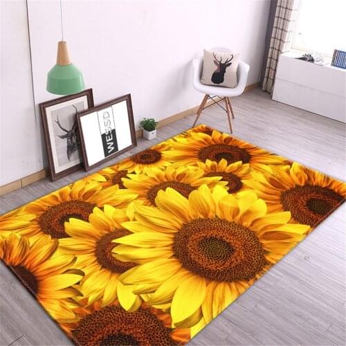 Yellow Sunflower Girl Room Carpet Nordic Cute Floral Rug Bedroom Bedside Mat Decoration Rooms Kitchen Floor Mat Balcony Rug