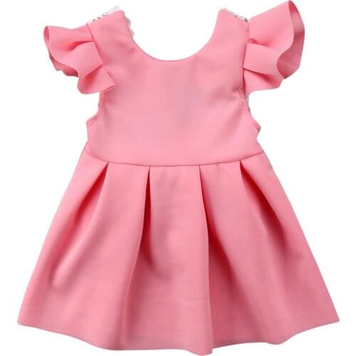 Backless Lace Big Bowknot Princess Dress Pink Baby Girls Toddler Ruffles Dresses Ball Gown Party Tulle Dress Sundress
