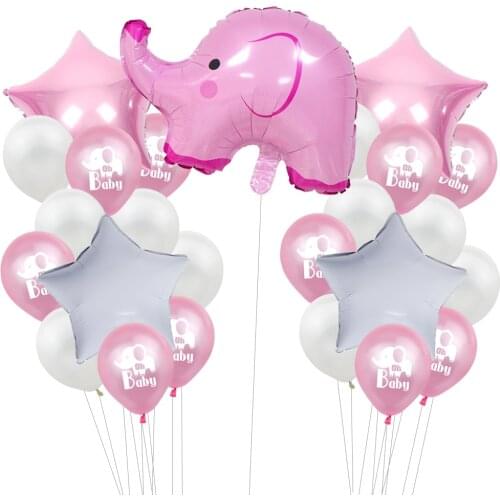 Amawill Oh Baby Shower Latex Baloon Boy Girl Foil Star Cartoon Elephant Balloon Gender Reveal Birthday Party Confetti Decoration