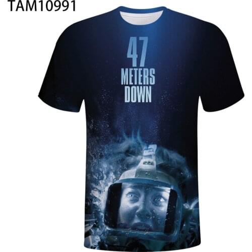 2021 Aikooki 47m Shark T-shirt Men / Women Summer 3D Printing Ocean Harajuku Short Sleeve Wild Fashion childrens Brand Tops