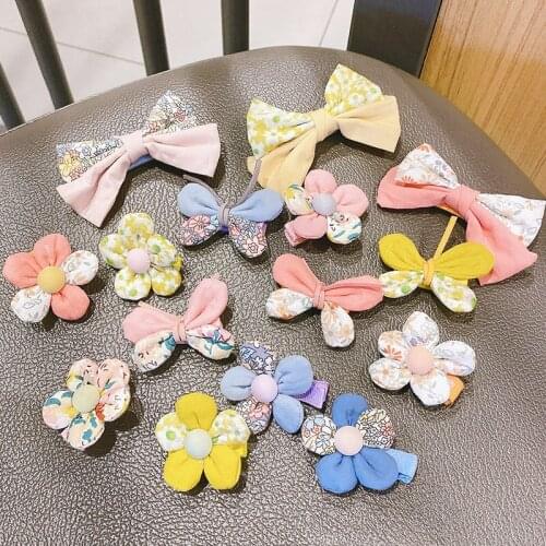 Girl Bow-knot Hairclip Set Butterfly Hairpin Children Girl Banger Gift Korean Style Hair Accessorie Headwear Floral Headdress