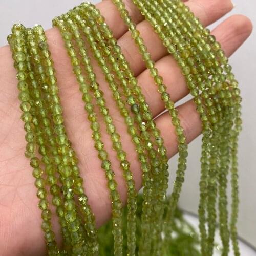 Charm Fashion Natural Semi-precious Stones Cut Surface Green Olivesloose 3mm Beads for Jewelry Making DIY Necklace Bracelet 36cm