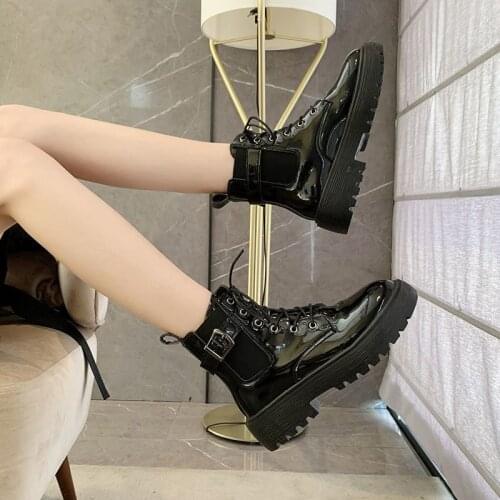 Harajuku Autumn Winter New Students Korean All-match Womens Shoes British Style Comfortable Mid-tube Thick-soled Martin Boots