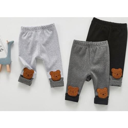 Autumn Baby Boy Leggings Cute Bear Print Baby Girls Elasticity Pants Cotton Toddler Leggings 2021 New Kids Trousers 6M-3T