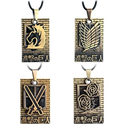 Attack On Titan Necklace Wings Of Freedom Eren Scout Legion Stationary Guard Military Police Trainee Squad Pendant Anime Jewelry