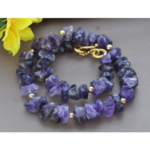 Z11077 18" 18mm Purple Baroque Rough-Stone Amethyst Choker Necklace