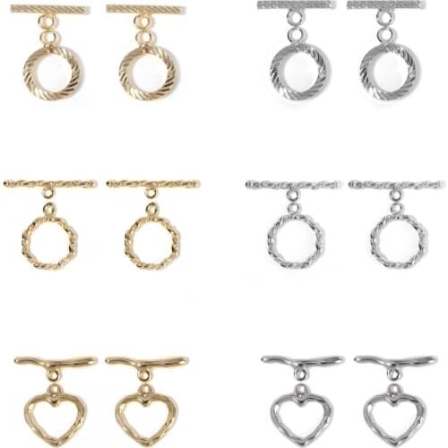 5Set Gold Rhodium Color Heart OT Clasp Toggle Clasps Buckle Connectors For Bracelet Necklace DIY Jewelry Making Findings