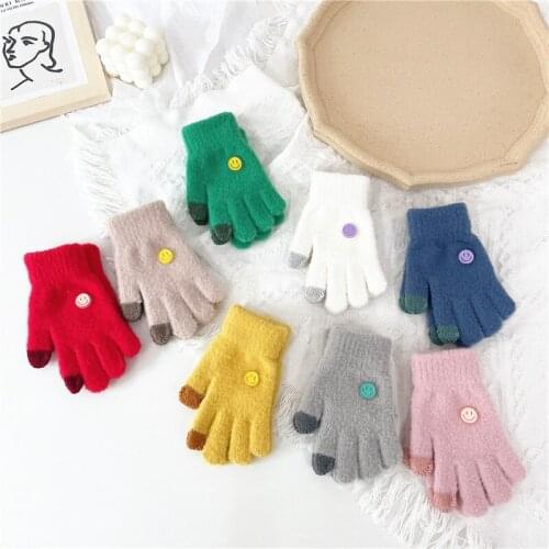 Baby Girl Gloves Kids Mittens Baby Accessories Glove Toddler Thicken Patchwork Baby Full Finger Winter Warm Knitted Gloves Funny