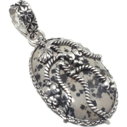 Genuine Dalmation Jasper Pendant 925 Silver Overlay over Copper Hand made nature gemstone Jewelry