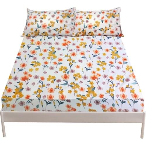 Fitted Sheet 150x200cm Twin Queen Floral Geometric Mattress Protector No Pillowcase with Elastic Bedsheets Fitted Bed Sheet