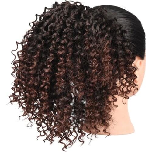 Warp Ponytail Hair Bun Synthetic ClipIn Hair Extension Afro Kinky Curly Instant Drawstring Ponytail African American 12inch 135g