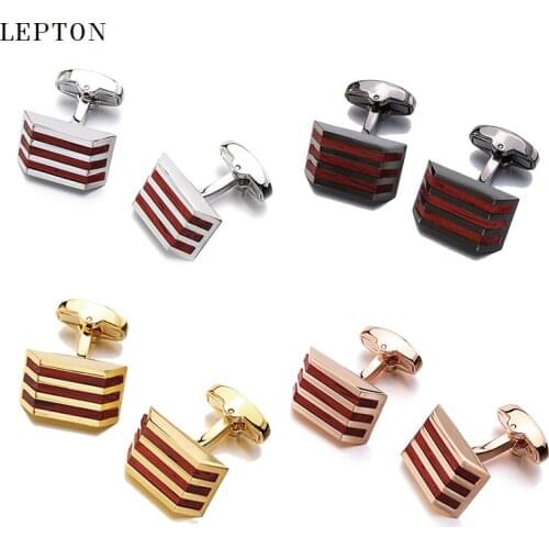 Low-key Luxury Wood Cufflinks For Mens High Quality RoseWood Stainless Steel Cuff links Lepton Man Bussiness Wooden Cufflinks