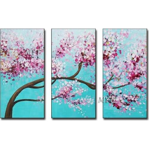 Handmade 3 PCS Palette Knife Flower Oil Painting On Canvas Wall Art Modern Home Decoration Canvas Wall Picture Oil Paintings