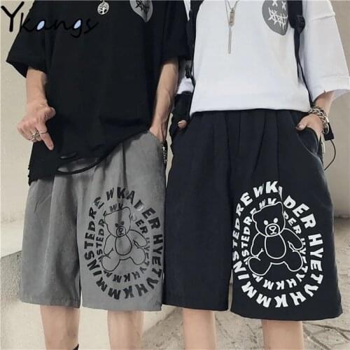 Harajuku Cartoon Gothic Hip Hop Sports Shorts Female Summer Baggy Korean Fashion Streetwear Fitness Women Bicycles Capri Short