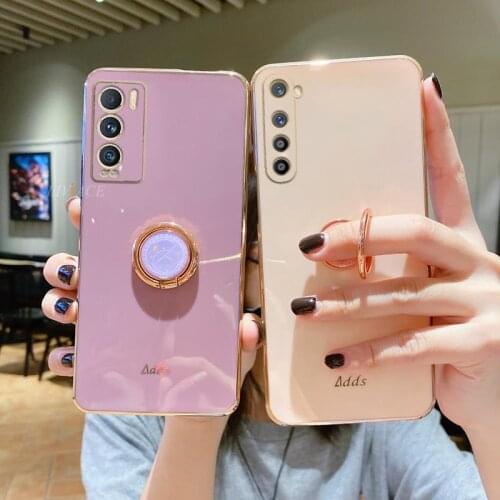 Ring Holder Plating Silicone Phone Stand Case On For Oppo Realme XT V5 X7 Pro v11 v13 v15 Realme GT Master explorer X7 Cover