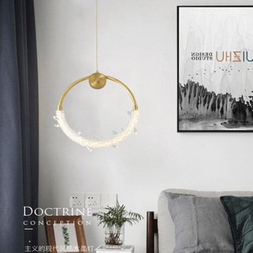 Nordic modern minimalist personality crystal bedroom bedside aisle lamp porch bar small chandelier