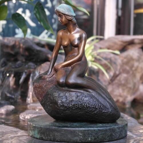 The mermaid statue copper art Home Furnishing decoration gift birthday gift decoration decorationroom Art Statue