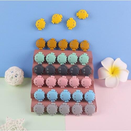 Sunrony 10Pcs Cartoon Small Sea Fish Shape Silicone Beads Baby Molar Teether Bead DIY Pacifier Chain Jewelry Accessories