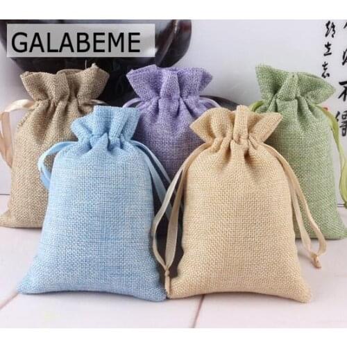 50pcs Vintage Rustic Wedding Candy Bags Linen Pouch Favor Bags Burlap Bags wedding gifts for guests rustic wedding decoration