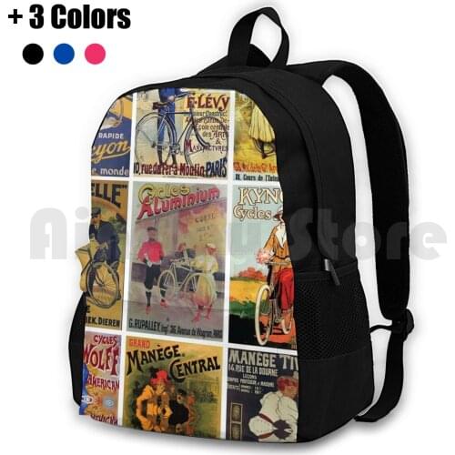 Bicycles Vintage Collage Outdoor Hiking Backpack Riding Climbing Sports Bag Vintage Bikes Bike Bicycle Old School Collage Sport
